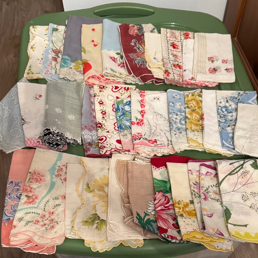 Vintage. Floral and Patterned Handkerchiefs